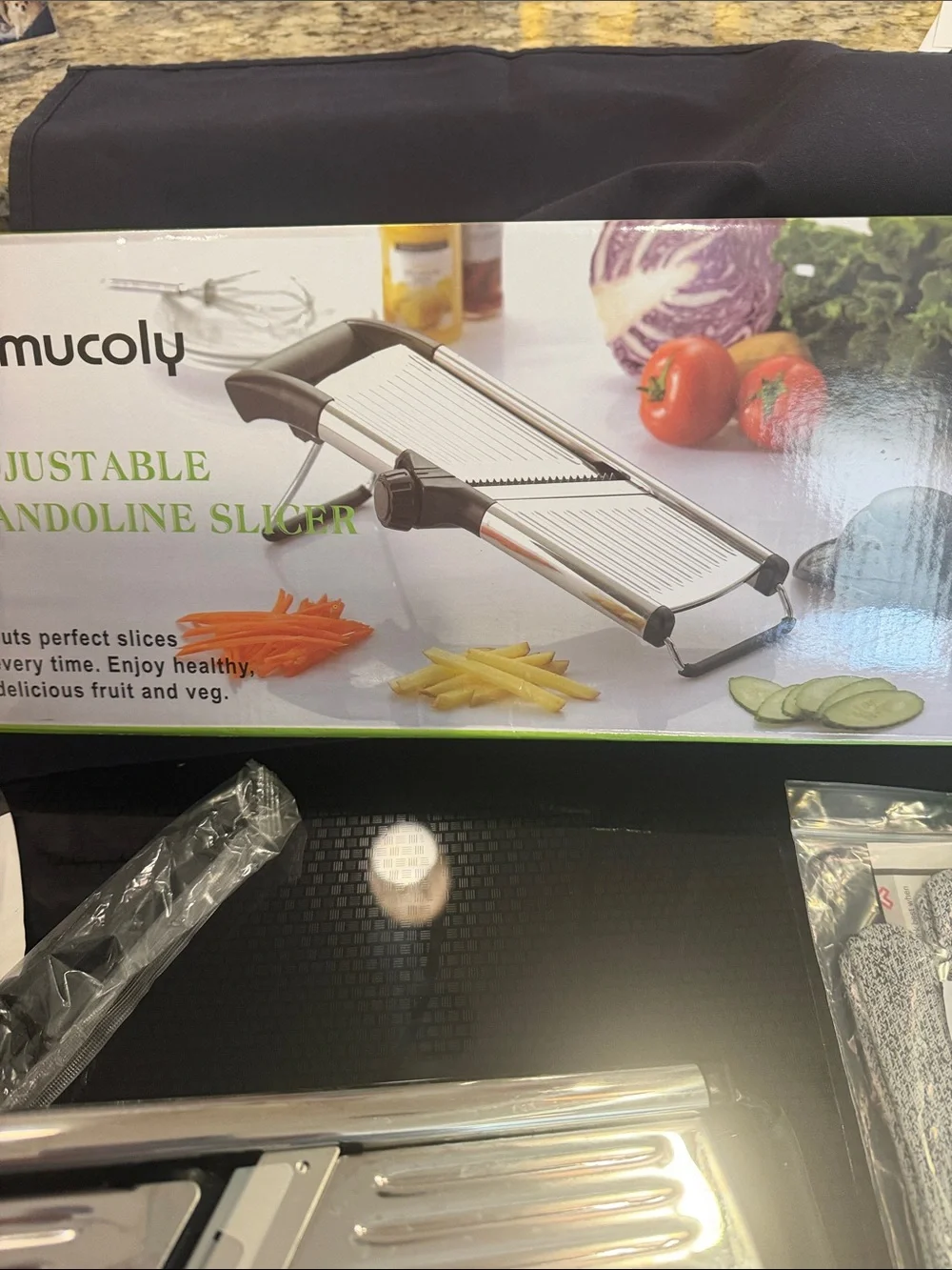 Adjustable Mandoline Slicer - Silver Stainless Steel